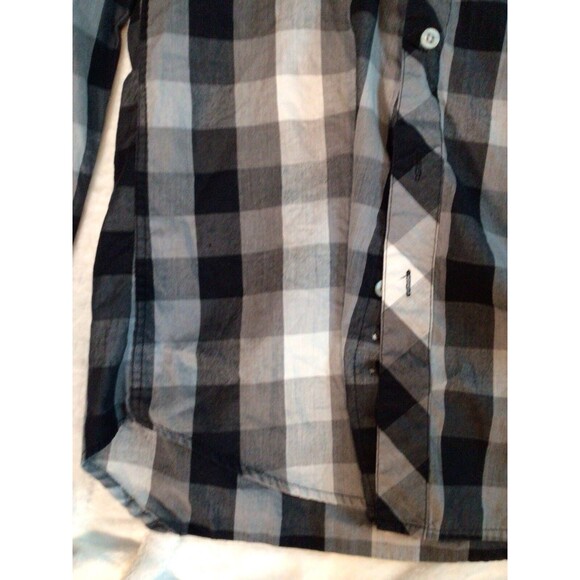 Zoo York Button Up Black White Plaid Checkered Small Long Sleeve Shirt - Picture 10 of 16
